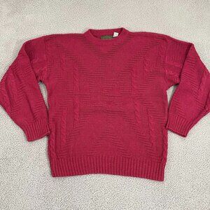 VTG‎ Croft & Barrow Cable Knit Sweater Men L Red Pullover Crewneck